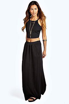 Boohoo Pocket Front Jersey Maxi Skirt