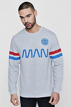 Boohoo Man Sweater With Sports Stripe