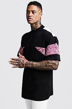 Boohoo Loose Fit Printed Colour Block High Neck T-shirt