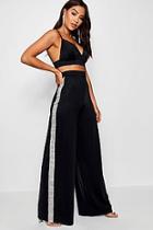 Boohoo Diamante Wide Leg Trouser Co-ord