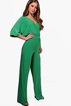 Boohoo Petite Strap Front Wide Leg Jumpsuit