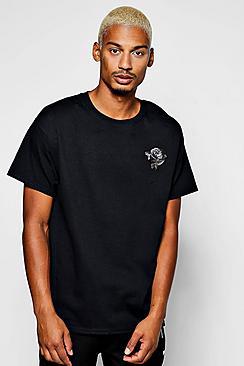Boohoo Mono Rose Embroidered T-shirt