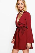 Boohoo Mia Woven Wrap Shirt Dress