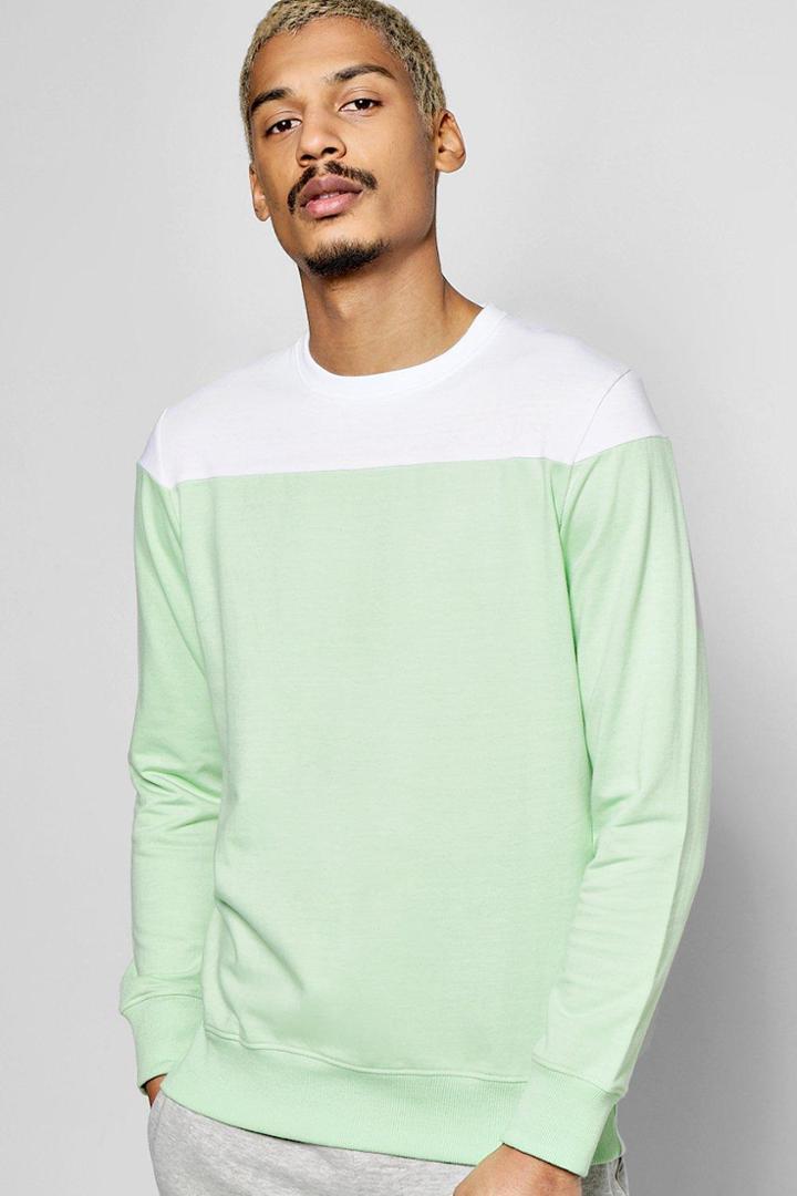 Boohoo Yoke Panelled Sweatshirt Mint