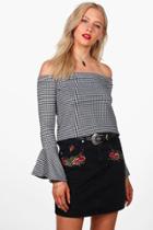 Boohoo Petal 5-pocket Embroidered Denim Skirt Black