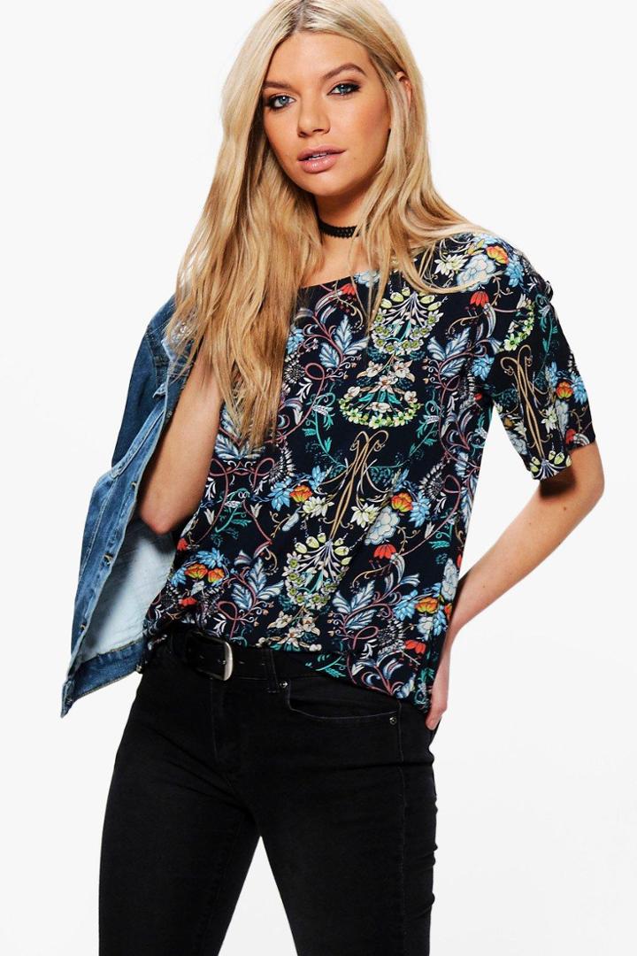 Boohoo Faye Floral Crepe Shell Top Multi