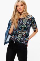 Boohoo Faye Floral Crepe Shell Top Multi