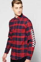 Boohoo Lost // Found Sleeve Print Shirt Red