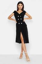 Boohoo Woven Bardot Double Breasted Midi Blazer Dress