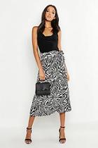 Boohoo Tall Zebra Print Wrap Skirt