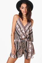 Boohoo Sarah Crop Cami & Short Scarf Print Co-ord Multi