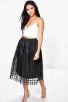 Boohoo Boutique Kate Grid Tulle Midi Skirt Black