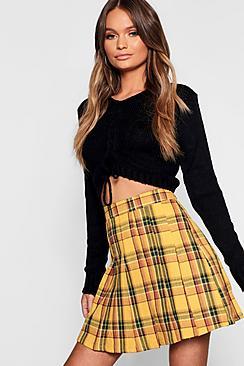 Boohoo Pleated Tartan Check Mini Skirt