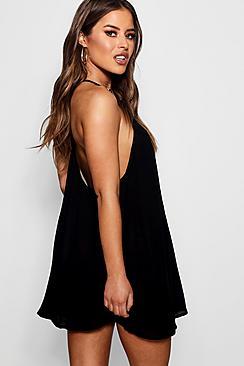 Boohoo Petite Dani Cheesecloth Rope Beach Cover Up