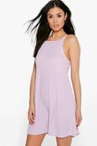 Boohoo Sara High Neck Swing Dress Lilac