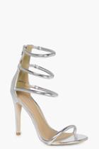 Boohoo Melissa 3 Band Heels Silver