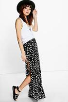 Boohoo Sia Polka Dot Side Split Woven Palazzo Trousers