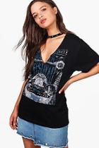 Boohoo Ivy Oversized Embellished Choker Neck T-shirt