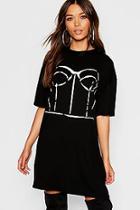 Boohoo Bodice Print Oversized T-shirt Dress