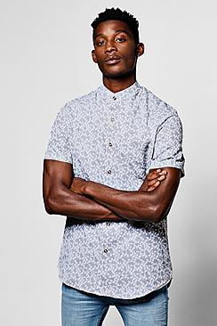 Boohoo Short Sleeve Abstract Jacquard Shirt