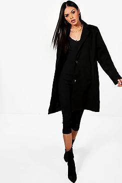 Boohoo Lucinda Collared Wool Look Coat