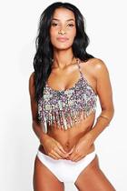 Boohoo Santiago Aztec Fringed Bikini