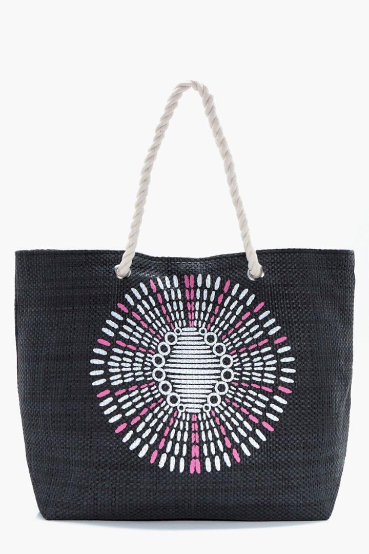 Boohoo Rosie Printed Beach Bag Purple