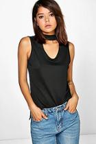 Boohoo Elisa Round Cut Out Choker Sleeveless Top