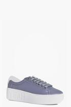 Boohoo Laura Embossed Hell Yeah Lace Up Trainer Grey