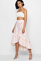 Boohoo Molly Woven Tiered Frill Stripe Maxi Skirt