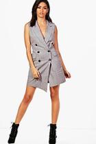 Boohoo Billie Check Double Breasted Blazer Dress