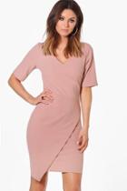 Boohoo Melissa Wrap Front Dress Tan