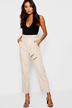 Boohoo Woven Tie Waist Cargo Trousers