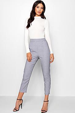 Boohoo Yasmin Woven Dogtooth Slim Fit Trousers