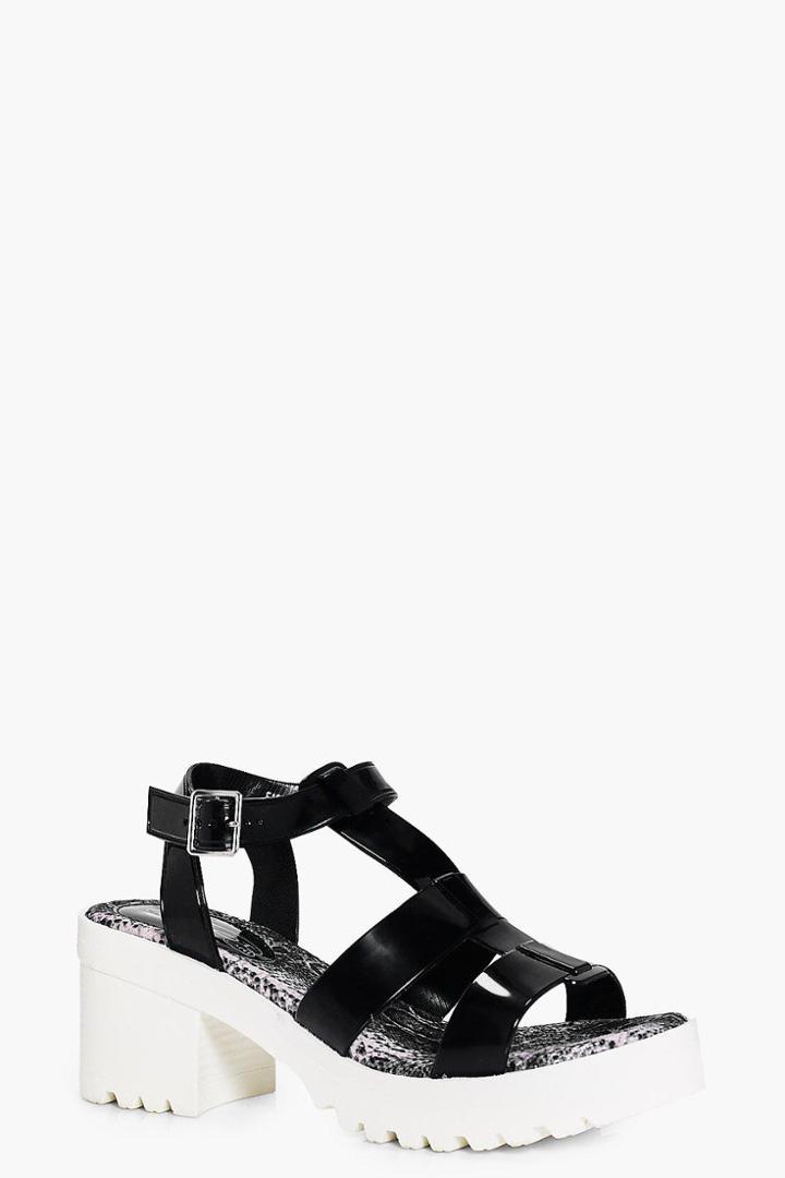 Boohoo Alice Gladiator Cleated Sandal Black