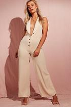 Boohoo Plus Shawl Collar Button Front Jumpsuit