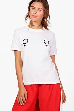 Boohoo Petite Lola Feminist Slogan Tee