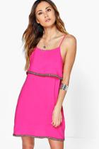 Boohoo Harmony Tape Trim Tiered Cami Dress Pink