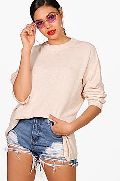 Boohoo Sarah Chenille Tie Split Front Jumper
