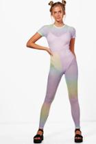 Boohoo Flora Tie Dye Fesstival Mesh Unitard Multi