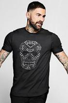 Boohoo Skull Studded T-shirt With Curve Hem