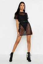 Boohoo Mesh Buckle Belt Detail T-shirt Dress