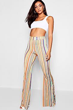 Boohoo Tall Coloured Stripe Wide Leg Trouser