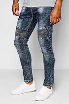 Boohoo Charcoal Acid Wash Spray On Skinny Biker Jeans