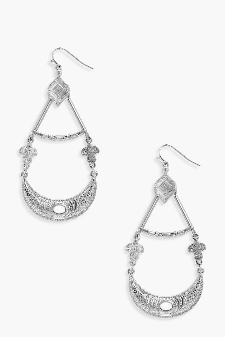 Boohoo Erin Statement Chandelier Boho Earrings Silver