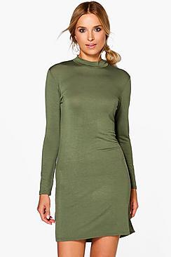 Boohoo Lizeth Turtle Neck Split Side Bodycon Dress