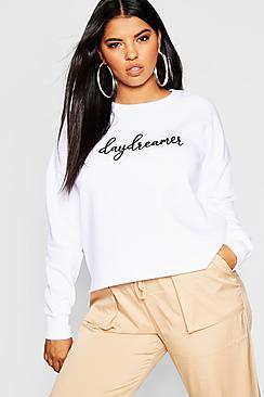 Boohoo Plus Daydreamer Slogan Sweat