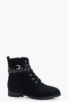 Boohoo Heidi Pin Stud Hiker Boot