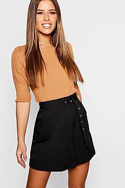Boohoo Petite Self Belt Mini Skirt