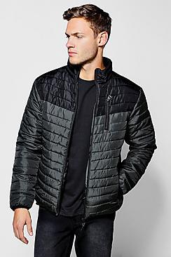 Boohoo Funnel Neck Colour Block Puffer